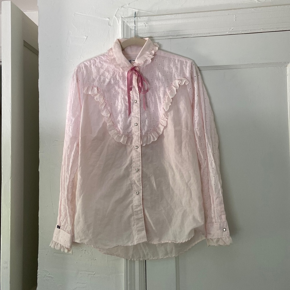 Vintage Western Prairie Cowgirl Rodeo Eyelet Blouse